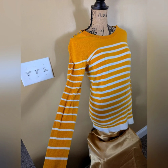 Mustard Stripe Pullover Sweater | Banana Republic - Picture 2 of 4